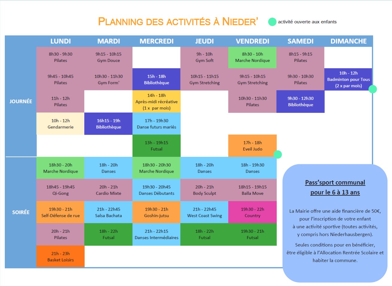 planning rentrée sportive