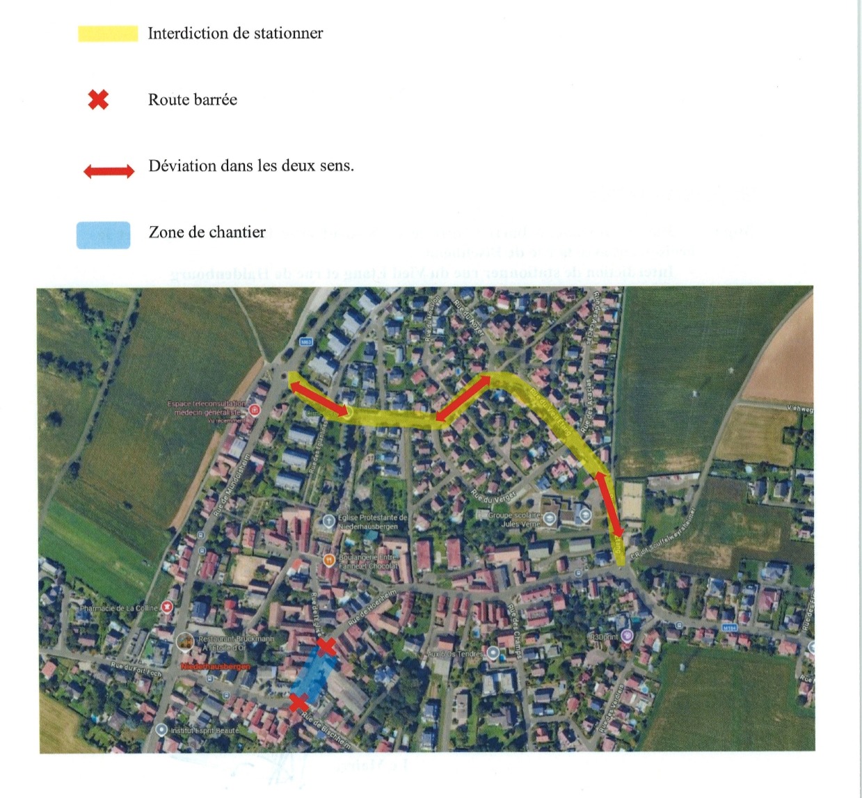 plan de la route barr&eacute;e